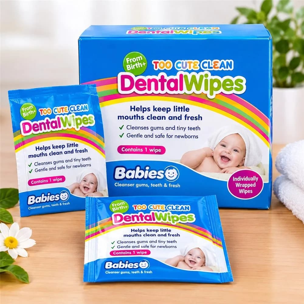 Too Cute Clean Dental Wipes: Gum & Tooth Wipes for Babies (28 Wipes)