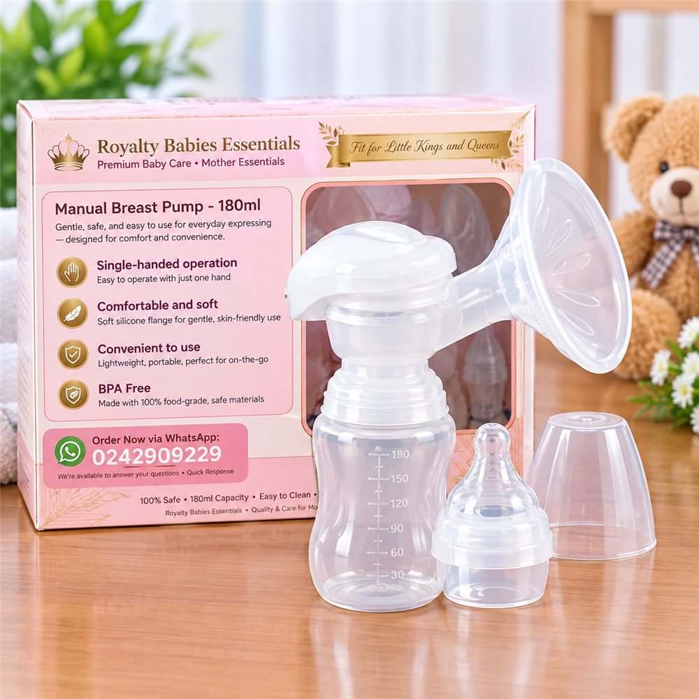 Manual Breast Pump 180ml – Single-Handed, Soft Silicone, BPA Free