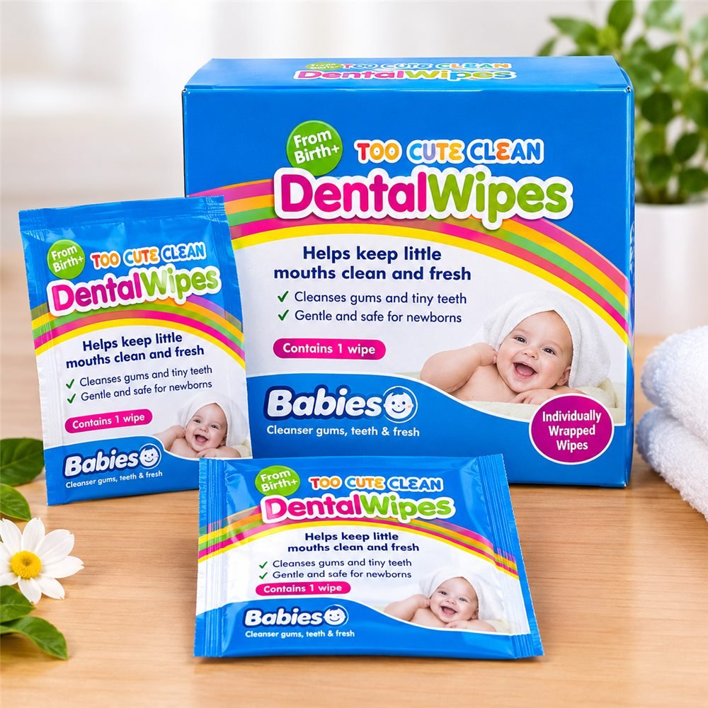 Too Cute Clean Dental Wipes – Gum & Tooth Wipes for Babies (28 Wipes)